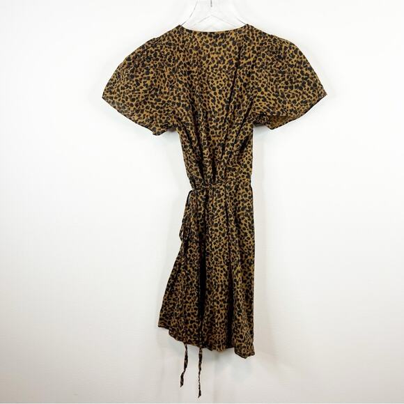 Madewell Flutter Sleeve Wrap Dress XS Painted Leopard - Picture 3 of 7